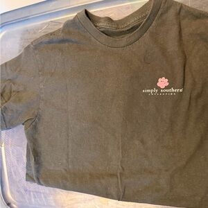 Simply Southern Kids Tee - Dark Gray with Pink Paw Print